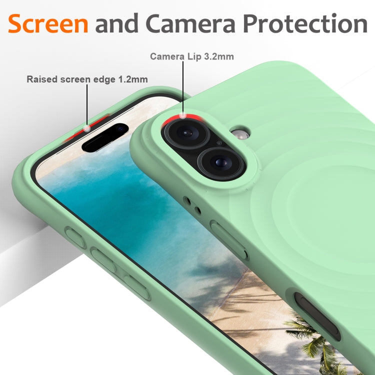 For iPhone 16 Plus Wave Texture MagSafe Magnetic Liquid Silicone Phone Case(Green) - iPhone 16 Plus Cases by PMC Jewellery | Online Shopping South Africa | PMC Jewellery | Buy Now Pay Later Mobicred