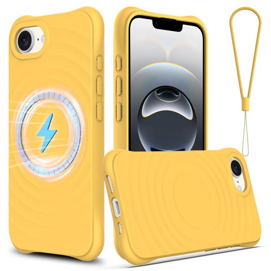 For iPhone 16e Wave Texture MagSafe Magnetic Liquid Silicone Phone Case(Yellow) - iPhone 16e Cases by PMC Jewellery | Online Shopping South Africa | PMC Jewellery | Buy Now Pay Later Mobicred