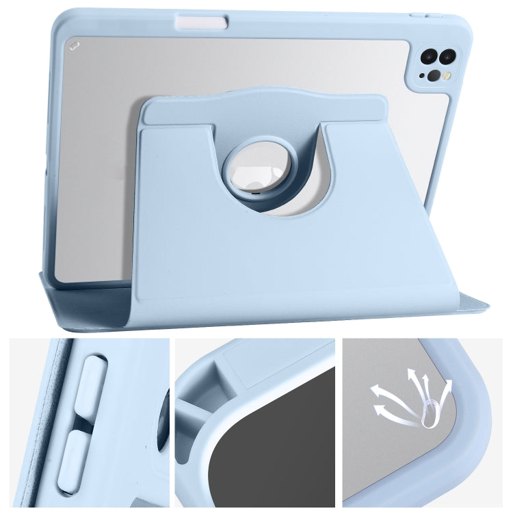 For iPad Pro 11 2024 Acrylic 360 Degree Rotation Holder Leather Tablet Case(Ice Blue) - iPad Pro 11 2024 Cases by PMC TechLife | Online Shopping South Africa | PMC TechLife | Buy Now Pay Later Mobicred