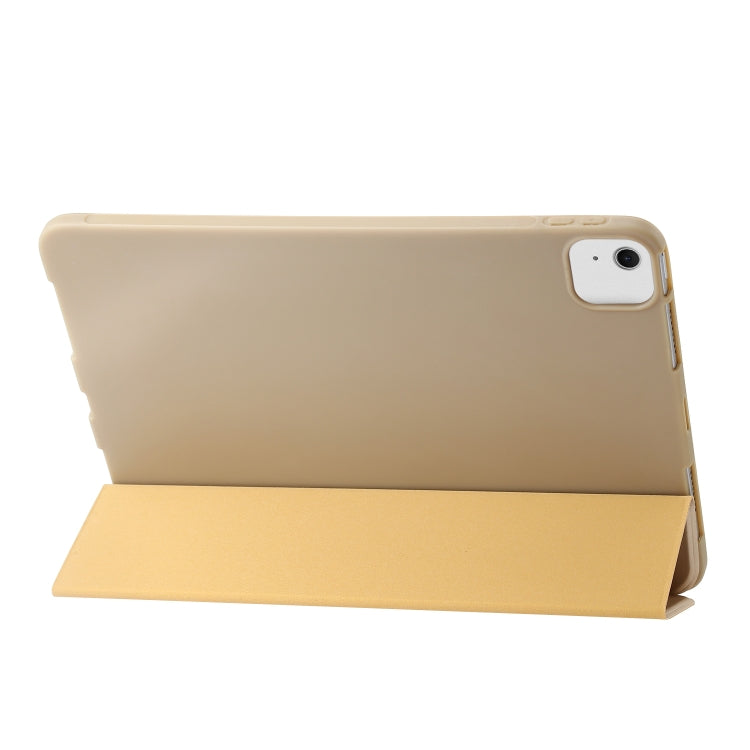 For iPad Air 13 2024 Three-fold Holder Flip Tablet Leather Case(Gold) - iPad Air 13 2024 Cases by PMC TechLife | Online Shopping South Africa | PMC TechLife | Buy Now Pay Later Mobicred