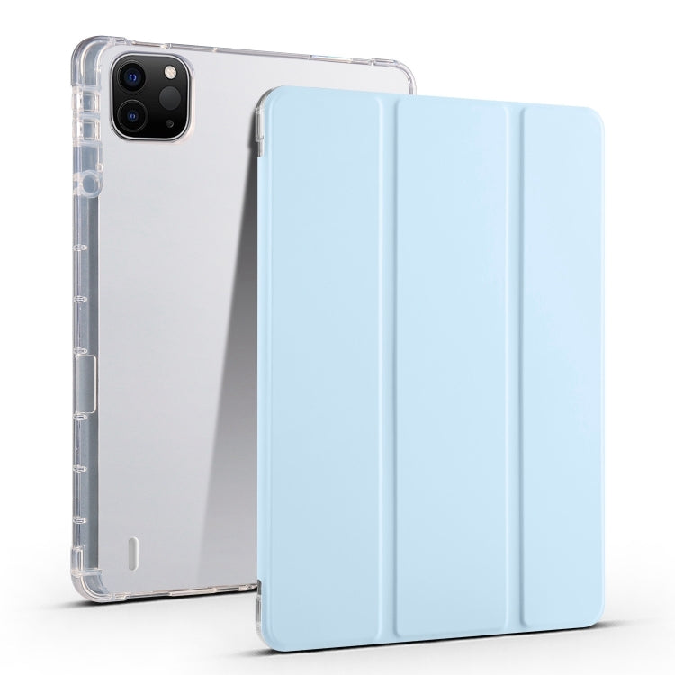 For iPad Pro 11 2024 3-fold Clear TPU Smart Leather Tablet Case with Pen Slot(Ice Blue) - iPad Pro 11 2024 Cases by PMC TechLife | Online Shopping South Africa | PMC TechLife | Buy Now Pay Later Mobicred