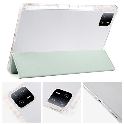 For iPad Pro 11 2024 3-fold Clear TPU Smart Leather Tablet Case with Pen Slot(Light Green) - iPad Pro 11 2024 Cases by PMC Jewellery | Online Shopping South Africa | PMC Jewellery | Buy Now Pay Later Mobicred