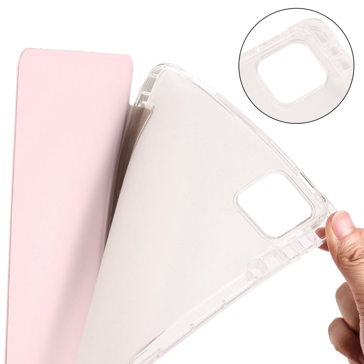 For iPad Pro 11 2024 3-fold Clear TPU Smart Leather Tablet Case with Pen Slot(Sand Pink) - iPad Pro 11 2024 Cases by PMC Jewellery | Online Shopping South Africa | PMC Jewellery | Buy Now Pay Later Mobicred
