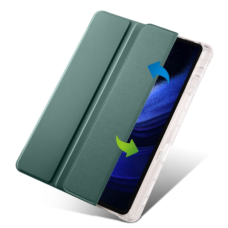 For iPad Air 11 2024 3-fold Clear TPU Smart Leather Tablet Case with Pen Slot(Dark Green) - iPad Air 11 2024 Cases by PMC Jewellery | Online Shopping South Africa | PMC Jewellery | Buy Now Pay Later Mobicred