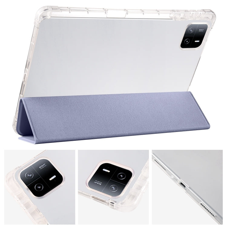 For iPad Air 11 2024 3-fold Clear TPU Smart Leather Tablet Case with Pen Slot(Lavender Purple) - iPad Air 11 2024 Cases by PMC Jewellery | Online Shopping South Africa | PMC Jewellery | Buy Now Pay Later Mobicred