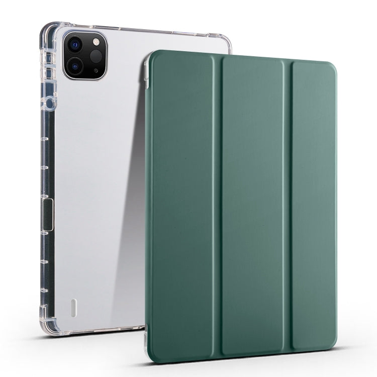 For iPad Air 13 2024 3-fold Clear TPU Smart Leather Tablet Case with Pen Slot(Dark Green) - iPad Air 13 2024 Cases by PMC Jewellery | Online Shopping South Africa | PMC Jewellery | Buy Now Pay Later Mobicred