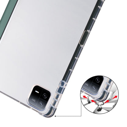 For iPad Air 13 2024 3-fold Clear TPU Smart Leather Tablet Case with Pen Slot(Dark Green) - iPad Air 13 2024 Cases by PMC Jewellery | Online Shopping South Africa | PMC Jewellery | Buy Now Pay Later Mobicred