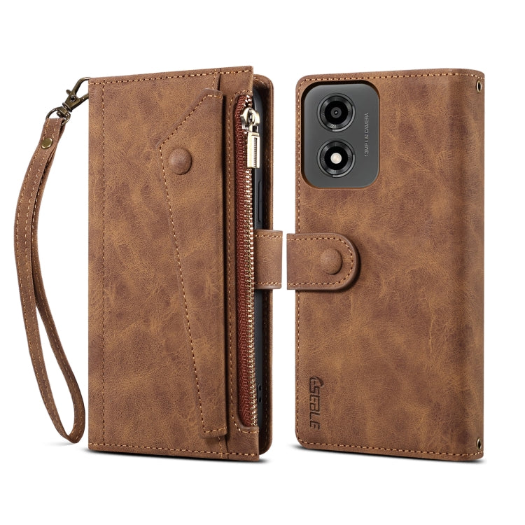 For Motorola Moto E14 ESEBLE Retro Frosted RFID Leather Phone Case(Brown) - Motorola Cases by ESEBLE | Online Shopping South Africa | PMC TechLife | Buy Now Pay Later Mobicred