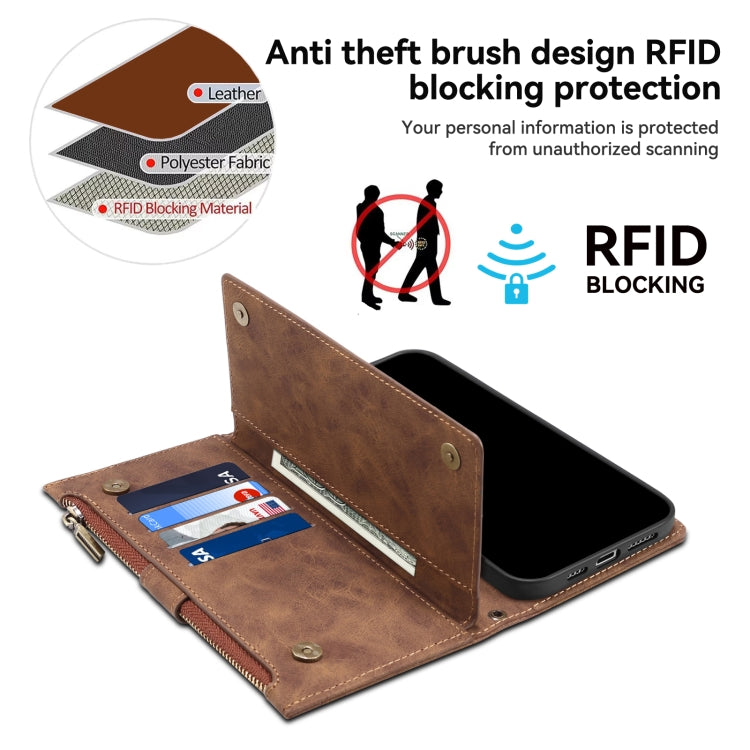 For Motorola Moto E14 ESEBLE Retro Frosted RFID Leather Phone Case(Brown) - Motorola Cases by ESEBLE | Online Shopping South Africa | PMC TechLife | Buy Now Pay Later Mobicred