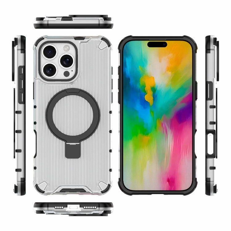 For iPhone 16 Pro Max Grating Holder Shockproof Phone Case(Transparent) - iPhone 16 Pro Max Cases by PMC TechLife | Online Shopping South Africa | PMC TechLife | Buy Now Pay Later Mobicred