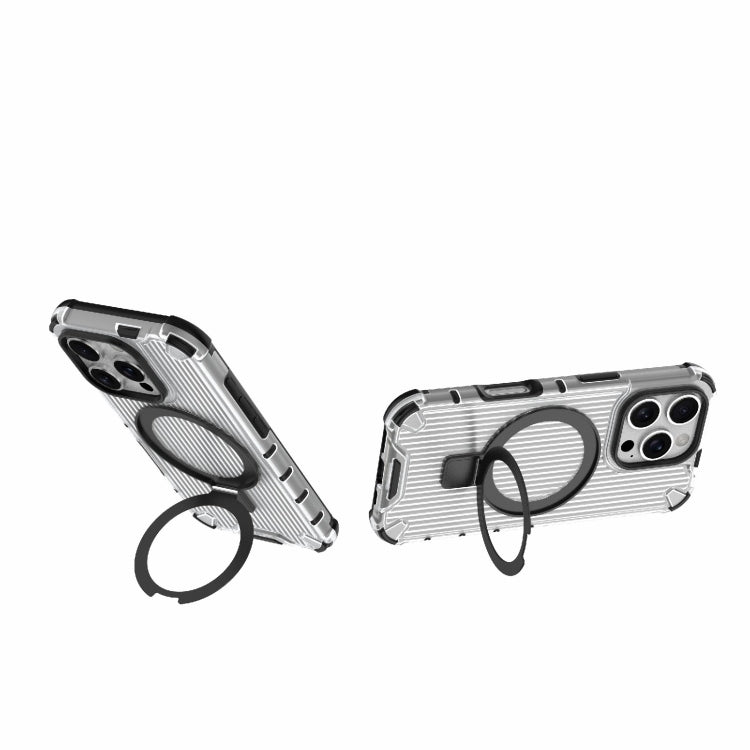 For iPhone 16 Pro Grating Holder Shockproof Phone Case(Transparent) - iPhone 16 Pro Cases by PMC TechLife | Online Shopping South Africa | PMC TechLife | Buy Now Pay Later Mobicred