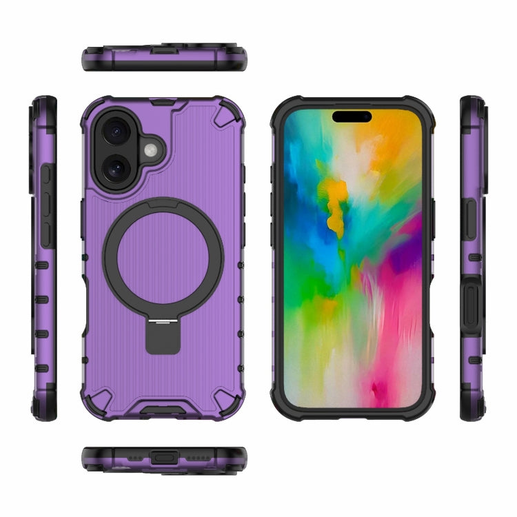 For iPhone 16 Grating Holder Shockproof Phone Case(Purple) - iPhone 16 Cases by PMC TechLife | Online Shopping South Africa | PMC TechLife | Buy Now Pay Later Mobicred