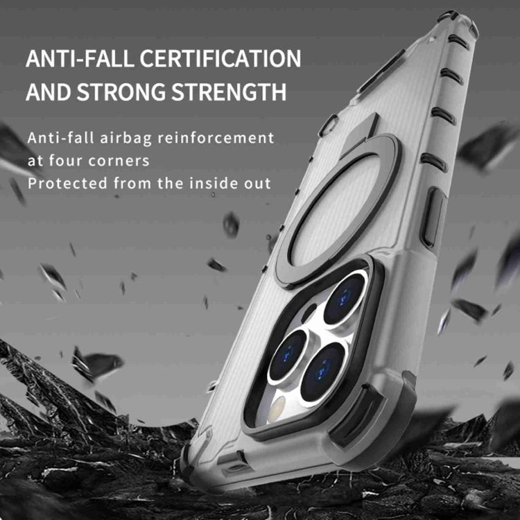 For iPhone 16 Pro Max Grating Holder Shockproof Phone Case(Transparent) - iPhone 16 Pro Max Cases by PMC TechLife | Online Shopping South Africa | PMC TechLife | Buy Now Pay Later Mobicred