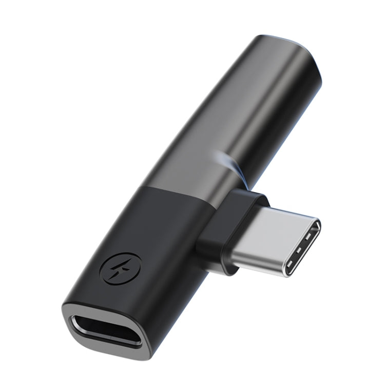 2 in 1 USB-C / Type-C to 3.5mm + USB-C / Type-C DAC Audio Phone Charging Adapter(Tarnish) - Type-C Adapter by PMC TechLife | Online Shopping South Africa | PMC TechLife | Buy Now Pay Later Mobicred