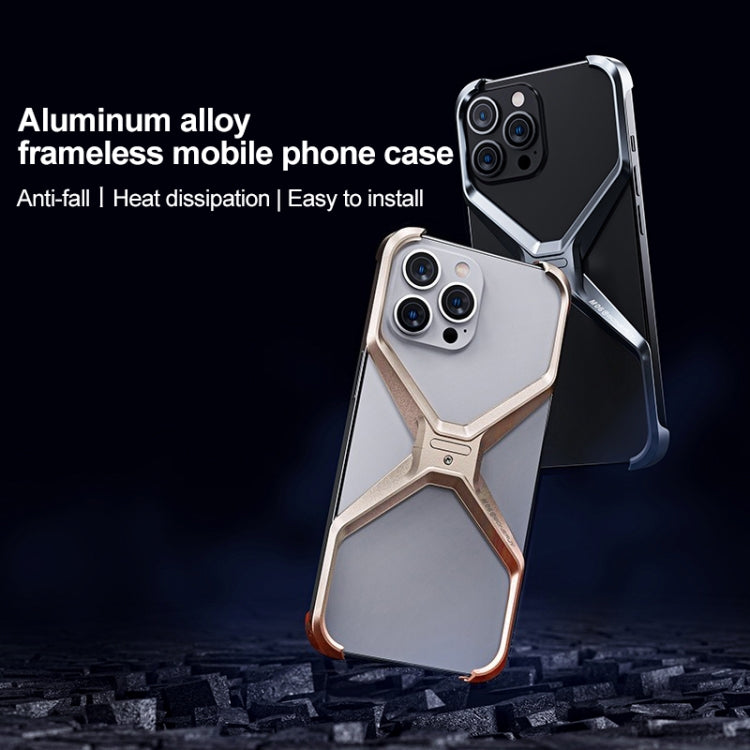 For iPhone 13 / 14 Frameless X-shaped Metal Phone Case(Grey) - iPhone 14 Cases by PMC Jewellery | Online Shopping South Africa | PMC Jewellery | Buy Now Pay Later Mobicred