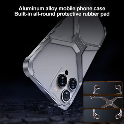 For iPhone 15 Pro Max Frameless X-shaped Metal Phone Case(Grey) - iPhone 15 Pro Max Cases by PMC Jewellery | Online Shopping South Africa | PMC Jewellery | Buy Now Pay Later Mobicred