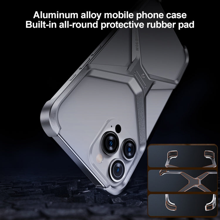 For iPhone 13 / 14 Frameless X-shaped Metal Phone Case(Grey) - iPhone 14 Cases by PMC Jewellery | Online Shopping South Africa | PMC Jewellery | Buy Now Pay Later Mobicred