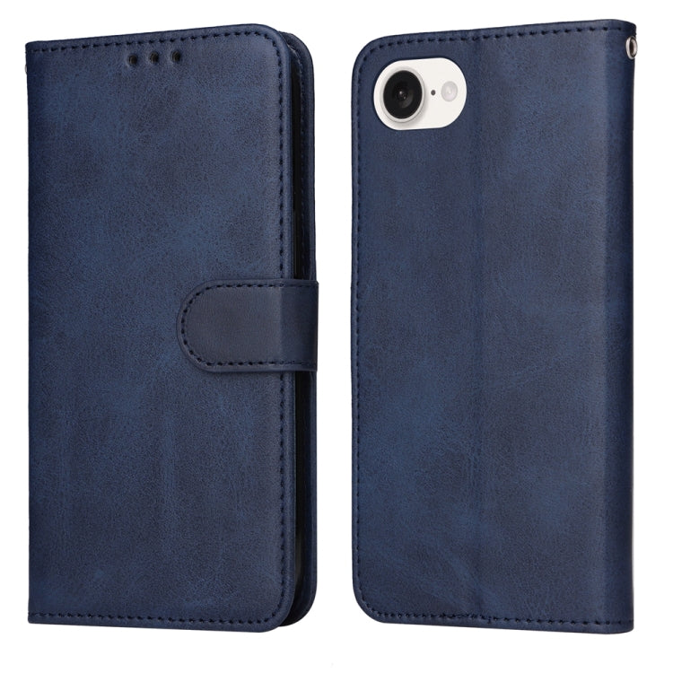 For iPhone 16e Classic Calf Texture Flip Leather Phone Case(Blue) - iPhone 16e Cases by PMC TechLife | Online Shopping South Africa | PMC TechLife | Buy Now Pay Later Mobicred