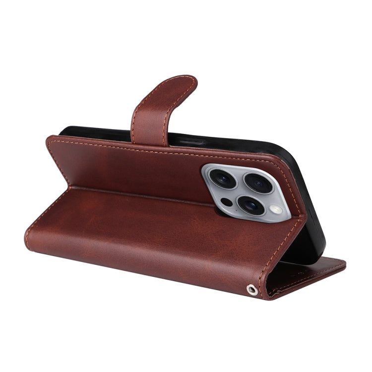 For iPhone 16 Pro Max Classic Calf Texture Flip Leather Phone Case(Brown) - iPhone 16 Pro Max Cases by PMC TechLife | Online Shopping South Africa | PMC TechLife | Buy Now Pay Later Mobicred