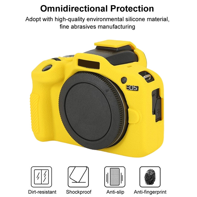 For Canon EOS R100 Litchi Texture Soft Silicone Protective Case(Yellow) - Protective Case by PMC TechLife | Online Shopping South Africa | PMC TechLife | Buy Now Pay Later Mobicred
