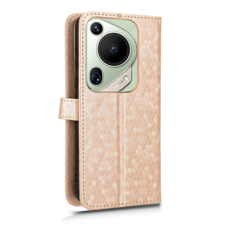 For Huawei Pura 70 Pro / Pro+ Honeycomb Dot Texture Leather Phone Case(Gold) - free shipping - PMC Jewellery - Order now!