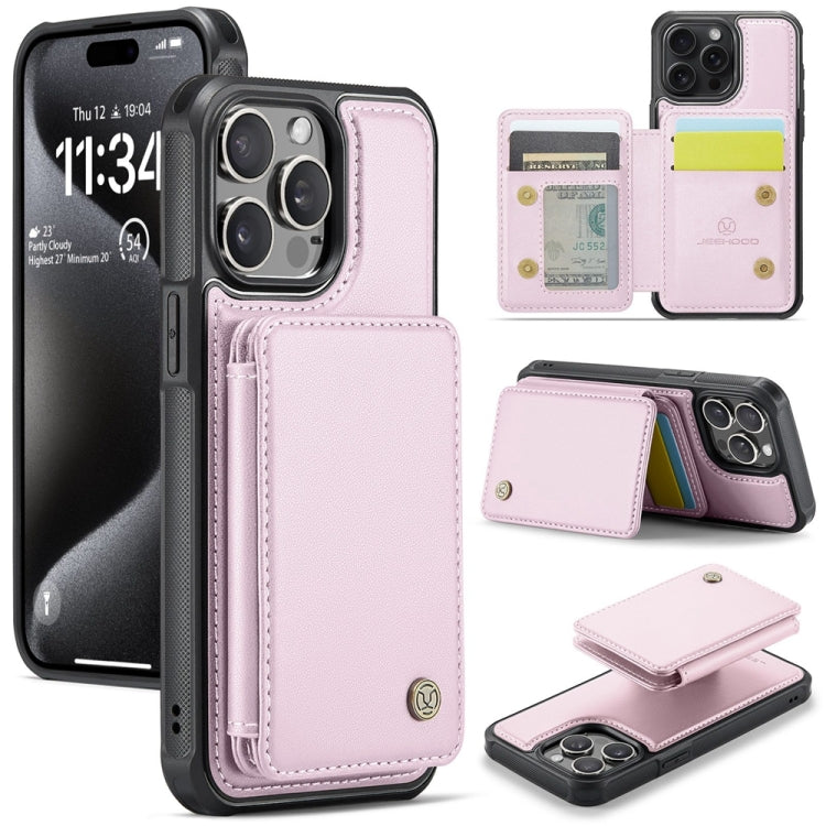 For iPhone 15 Pro JEEHOOD J05 Business Magnetic Style RFID Leather Phone Case(Pink) - iPhone 15 Pro Cases by JEEHOOD | Online Shopping South Africa | PMC Jewellery | Buy Now Pay Later Mobicred