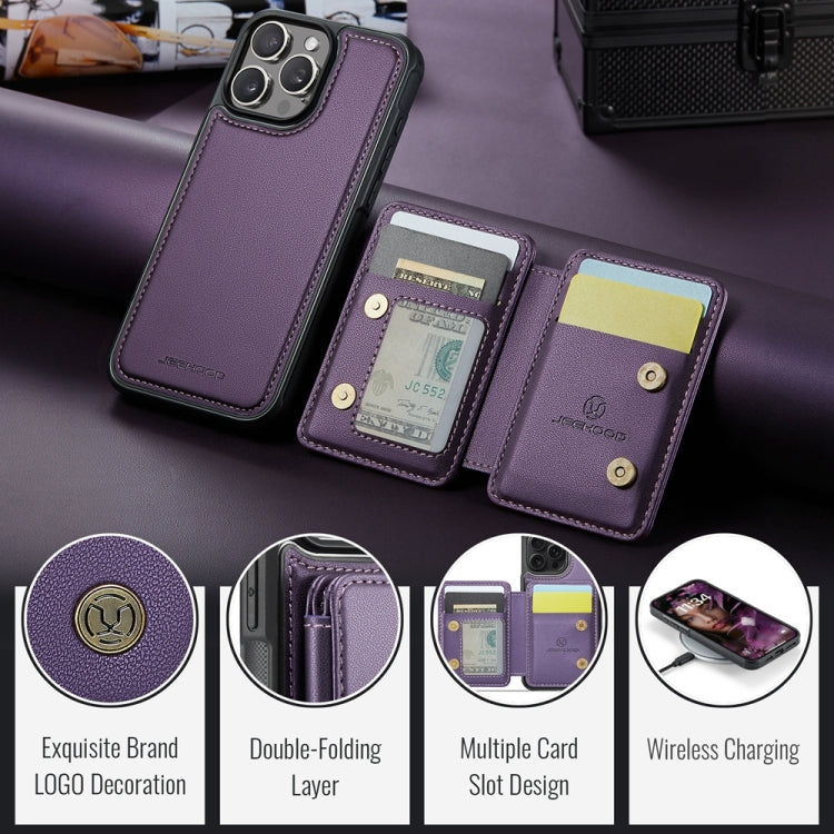 For iPhone 16 Pro Max JEEHOOD J05 Business Magnetic Style RFID Leather Phone Case(Purple) - iPhone 16 Pro Max Cases by JEEHOOD | Online Shopping South Africa | PMC Jewellery | Buy Now Pay Later Mobicred