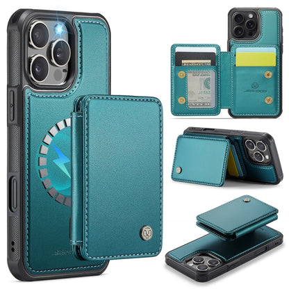 For iPhone 16 Pro JEEHOOD J05 Business Magnetic Style RFID Leather Phone Case(Blue Green) - iPhone 16 Pro Cases by JEEHOOD | Online Shopping South Africa | PMC Jewellery | Buy Now Pay Later Mobicred