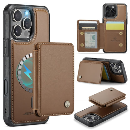 For iPhone 16 Pro JEEHOOD J05 Business Magnetic Style RFID Leather Phone Case(Brown) - iPhone 16 Pro Cases by JEEHOOD | Online Shopping South Africa | PMC Jewellery | Buy Now Pay Later Mobicred