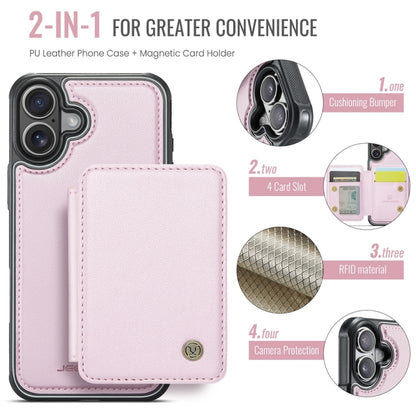 For iPhone 16 Plus JEEHOOD J05 Business Magnetic Style RFID Leather Phone Case(Pink) - iPhone 16 Plus Cases by JEEHOOD | Online Shopping South Africa | PMC Jewellery | Buy Now Pay Later Mobicred