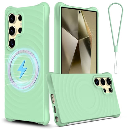 For Samsung Galaxy S25 Ultra 5G Wave Texture MagSafe Magnetic Liquid Silicone Phone Case(Green) - Galaxy S25 Ultra 5G Cases by PMC Jewellery | Online Shopping South Africa | PMC Jewellery | Buy Now Pay Later Mobicred