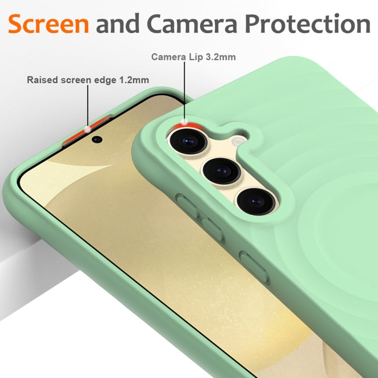 For Samsung Galaxy S25+ 5G Wave Texture MagSafe Magnetic Liquid Silicone Phone Case(Green) - Galaxy S25+ 5G Cases by PMC Jewellery | Online Shopping South Africa | PMC Jewellery | Buy Now Pay Later Mobicred