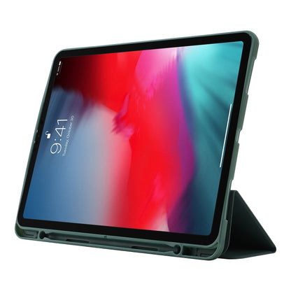 For iPad Pro 11 2024 Skin Feel Tri-fold Leather Tablet Case with Pen Slot(Dark Green) - iPad Pro 11 2024 Cases by PMC Jewellery | Online Shopping South Africa | PMC Jewellery | Buy Now Pay Later Mobicred