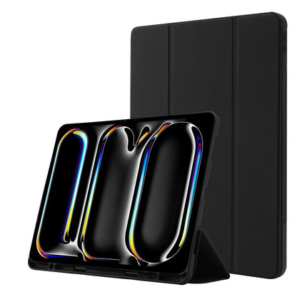 For iPad Pro 11 2024 Skin Feel Tri-fold Leather Tablet Case with Pen Slot(Black) - iPad Pro 11 2024 Cases by PMC Jewellery | Online Shopping South Africa | PMC Jewellery | Buy Now Pay Later Mobicred