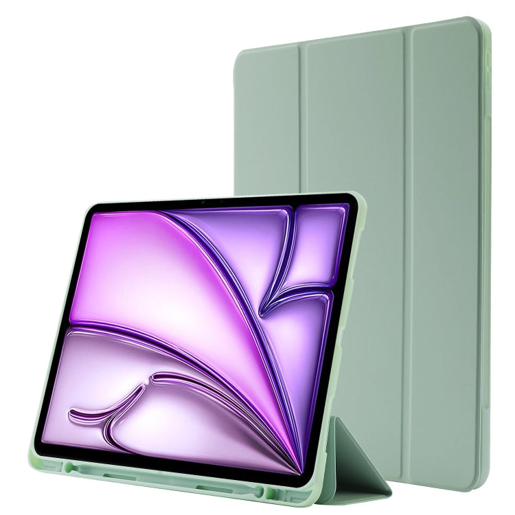 For iPad Air 13 2024 Skin Feel Tri-fold Leather Tablet Case with Pen Slot(Matcha Green) - iPad Air 13 2024 Cases by PMC Jewellery | Online Shopping South Africa | PMC Jewellery | Buy Now Pay Later Mobicred