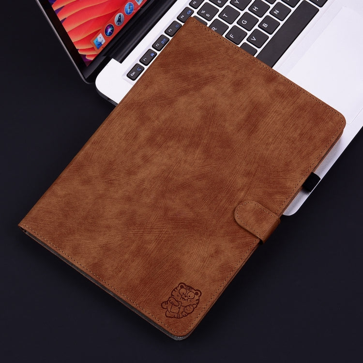 For iPad Air 13 2024 Embossed Tiger Pattern Leather Tablet Case(Brown) - iPad Air 13 2024 Cases by PMC Jewellery | Online Shopping South Africa | PMC Jewellery | Buy Now Pay Later Mobicred