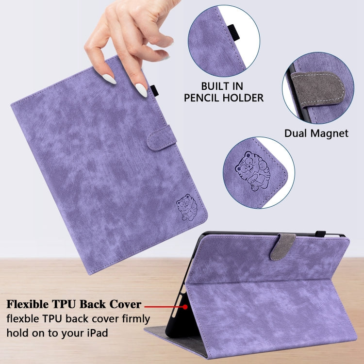 For iPad Pro 11 2024 Embossed Tiger Pattern Leather Tablet Case(Purple) - iPad Pro 11 2024 Cases by PMC TechLife | Online Shopping South Africa | PMC TechLife | Buy Now Pay Later Mobicred