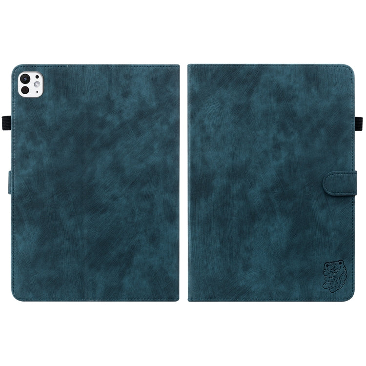 For iPad Pro 11 2024 Embossed Tiger Pattern Leather Tablet Case(Dark Blue) - iPad Pro 11 2024 Cases by PMC TechLife | Online Shopping South Africa | PMC TechLife | Buy Now Pay Later Mobicred