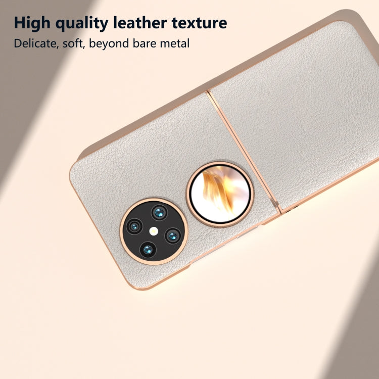 For Huawei Pocket 2 Nano Plating Genuine Leather Wave Series Phone Case(Grey) - Huawei Cases by PMC TechLife | Online Shopping South Africa | PMC TechLife | Buy Now Pay Later Mobicred