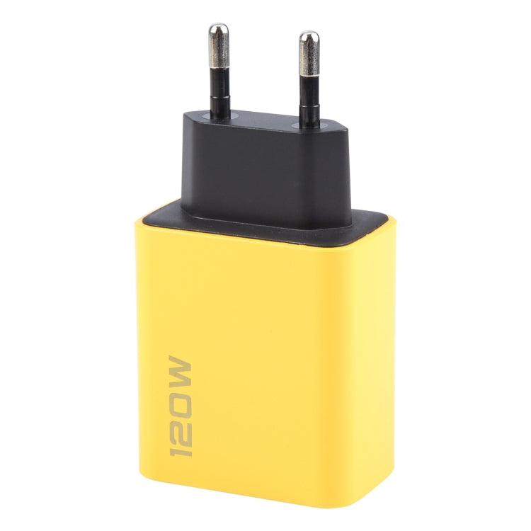 KO-71 120W Dual PD Type-C + Dual QC3.0 USB Multi Ports Charger, Plug:EU Plug(Yellow) - USB Charger by PMC Jewellery | Online Shopping South Africa | PMC Jewellery | Buy Now Pay Later Mobicred