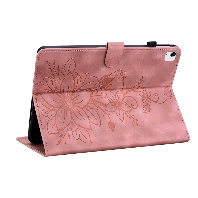 For iPad Air 13 2024 Lily Embossed Leather Smart Tablet Case(Pink) - iPad Air 13 2024 Cases by PMC Jewellery | Online Shopping South Africa | PMC Jewellery | Buy Now Pay Later Mobicred