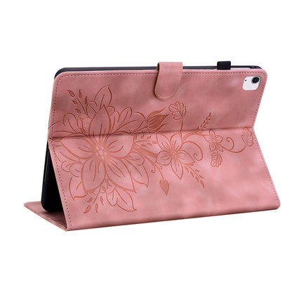 For iPad Air 11 2024 Lily Embossed Leather Smart Tablet Case(Pink) - iPad Air 11 2024 Cases by PMC Jewellery | Online Shopping South Africa | PMC Jewellery | Buy Now Pay Later Mobicred