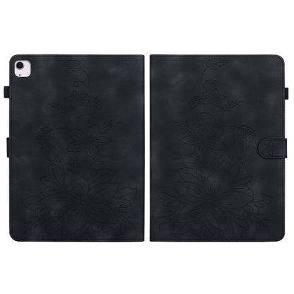 For iPad Air 11 2024 Lily Embossed Leather Smart Tablet Case(Black) - iPad Air 11 2024 Cases by PMC Jewellery | Online Shopping South Africa | PMC Jewellery | Buy Now Pay Later Mobicred