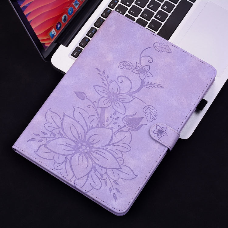 For iPad Pro 11 2024 Lily Embossed Leather Smart Tablet Case(Purple) - iPad Pro 11 2024 Cases by PMC Jewellery | Online Shopping South Africa | PMC Jewellery | Buy Now Pay Later Mobicred