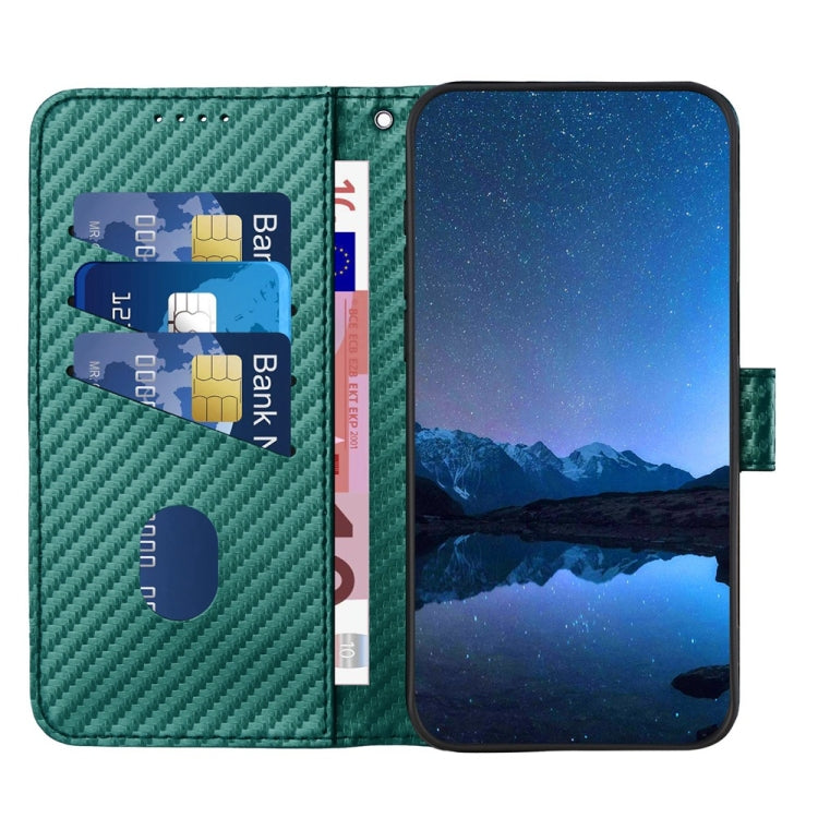 For iPhone 16 Plus YX0070 Carbon Fiber Buckle Leather Phone Case with Lanyard(Dark Green) - iPhone 16 Plus Cases by PMC Jewellery | Online Shopping South Africa | PMC Jewellery | Buy Now Pay Later Mobicred