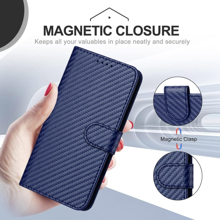 For iPhone 16 YX0070 Carbon Fiber Buckle Leather Phone Case with Lanyard(Royal Blue) - iPhone 16 Cases by PMC Jewellery | Online Shopping South Africa | PMC Jewellery | Buy Now Pay Later Mobicred