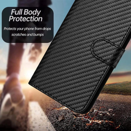 For iPhone 16 YX0070 Carbon Fiber Buckle Leather Phone Case with Lanyard(Black) - iPhone 16 Cases by PMC Jewellery | Online Shopping South Africa | PMC Jewellery | Buy Now Pay Later Mobicred