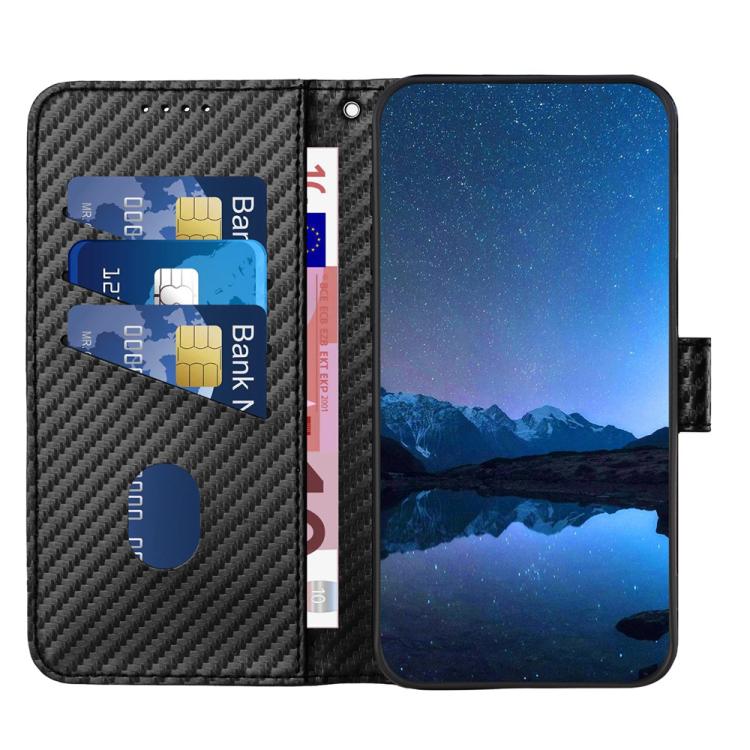 For iPhone 17 YX0070 Carbon Fiber Buckle Leather Phone Case with Lanyard(Black) - free shipping - PMc TechLife - Order now!