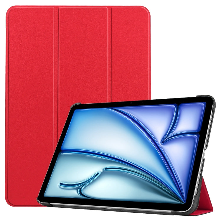 For iPad Air 13 2024 Custer Pure Color 3-Fold Holder Smart Leather Tablet Case(Red) - iPad Air 13 2024 Cases by PMC TechLife | Online Shopping South Africa | PMC TechLife | Buy Now Pay Later Mobicred
