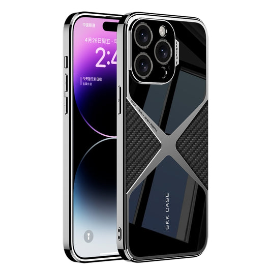 For iPhone 14 Pro Max GKK Leather Electroplating Supersonic Speed Shockproof Phone Case(Carbon Fibre) - iPhone 14 Pro Max Cases by GKK | Online Shopping South Africa | PMC Jewellery | Buy Now Pay Later Mobicred